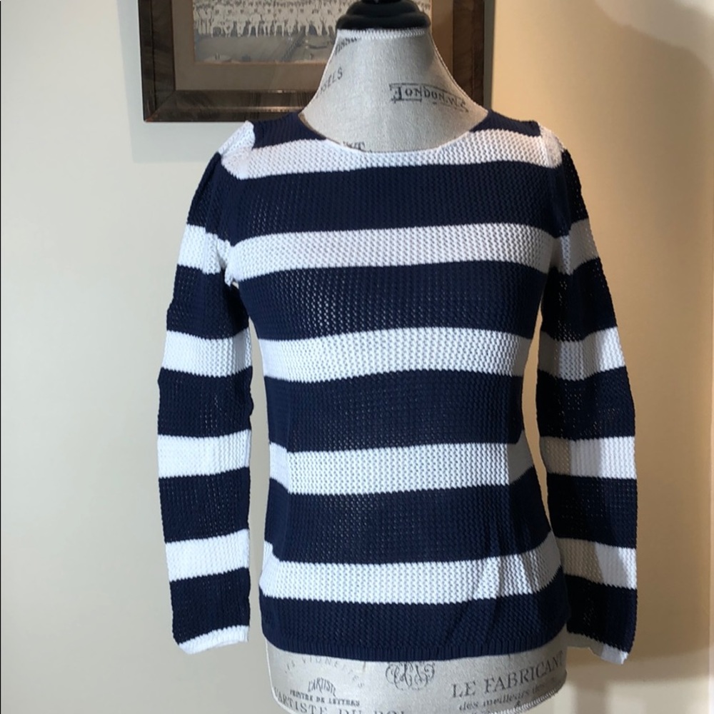 NWOT Old Navy Sweater Blue & White w/ Stripe Sz SP - Picture 1 of 9